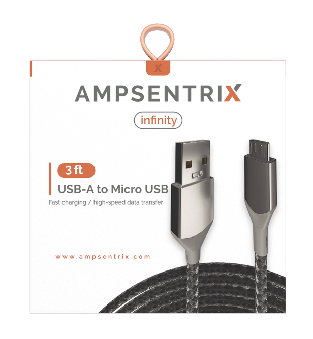 3 FT MICRO USB TO USB TYPE A CABLE (AMPSENTRIX) (INFINITY)