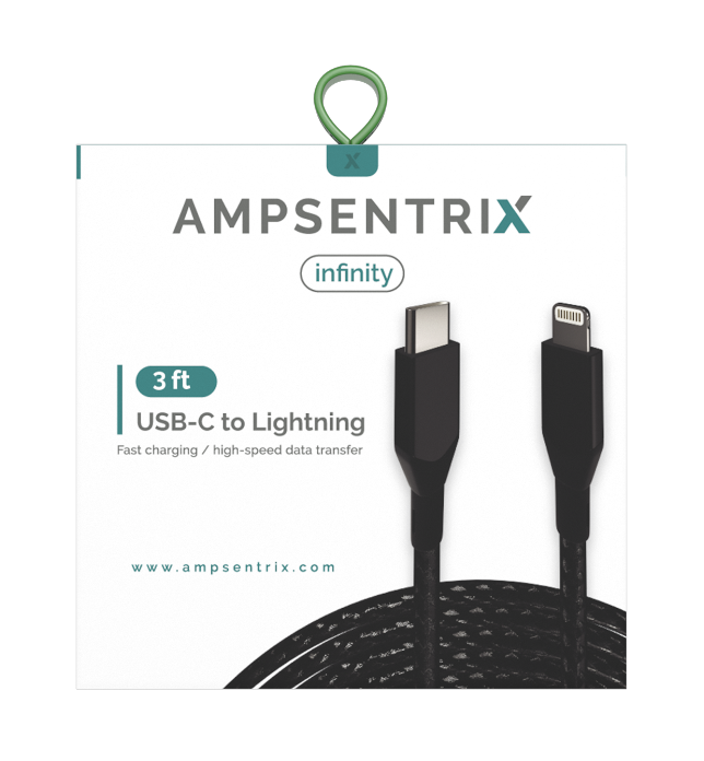 3 FT LIGHTNING TO USB TYPE C CABLE (AMPSENTRIX) (INFINITY)