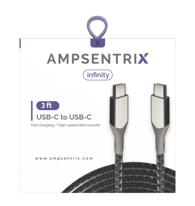 3 FT USB TYPE C TO USB TYPE C CABLE (AMPSENTRIX) (INFINITY)