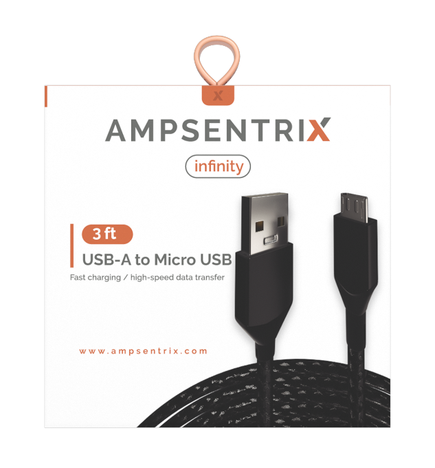 3 FT MICRO USB TO USB TYPE A CABLE (AMPSENTRIX) (INFINITY)