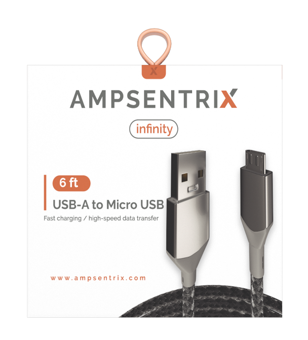 6 FT MICRO USB TO USB TYPE A CABLE (AMPSENTRIX) (INFINITY)