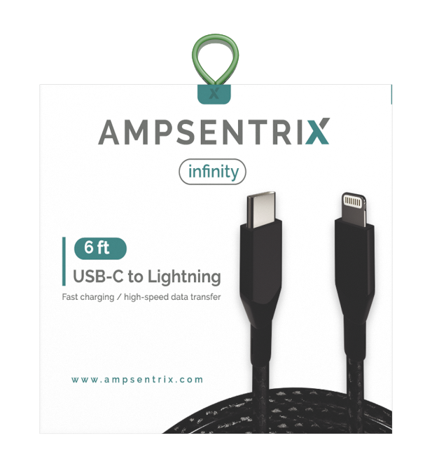 6 FT LIGHTNING TO USB TYPE C CABLE (AMPSENTRIX) (INFINITY)