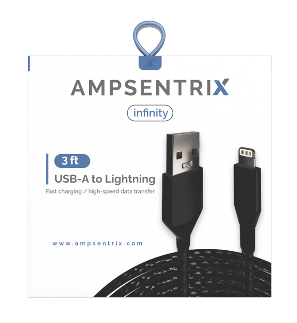 3 FT LIGHTNING TO USB TYPE A CABLE (AMPSENTRIX) (INFINITY)